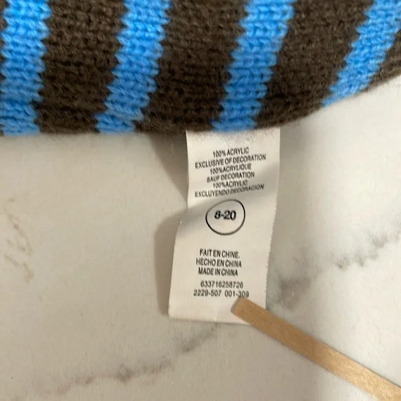 Nike Hat Youth Reversible Brown Blue Knit Sideways Rim Beanie Logo Swoosh Kids S - Picture 6 of 10